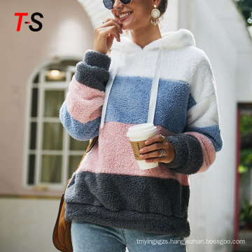 Original design autumn/winter 2019 Patchwork wool hoodie tops casual plus size loose women sweater